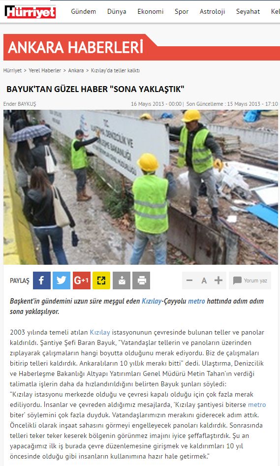 Hürriyet — Ankara metrosu haberi